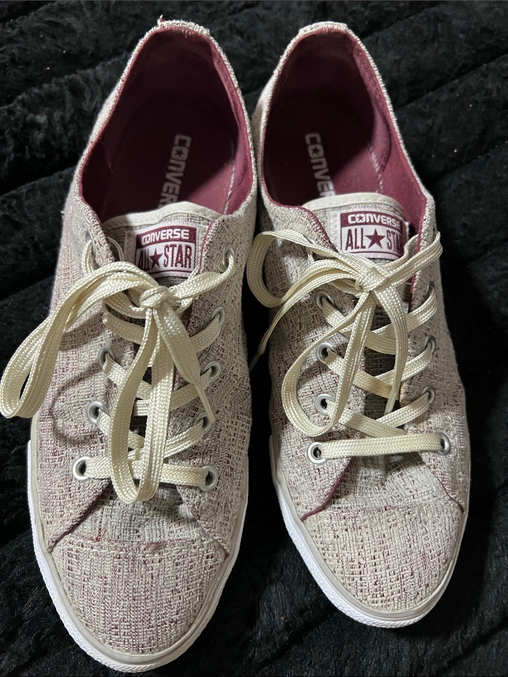 Converse Women's Low-Top Lace Sneakers in Blush Pink and Cream
